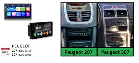 Mapa kompatibility 2DIN a 1DIN pro Peugeot a související modely