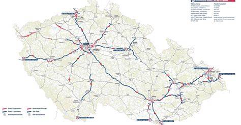 Mapa zpoplatněných dálnic a silnic I. třídy v ČR