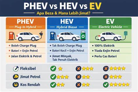 Infografika: Srovnání emisí a dojezdu PHEV vs. EV vs. konvenční auto