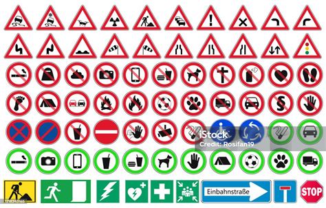 Ilustrace dopravních značek s různými rychlostními omezeními a ikonami pro stavbu, omezení a LED tabuli