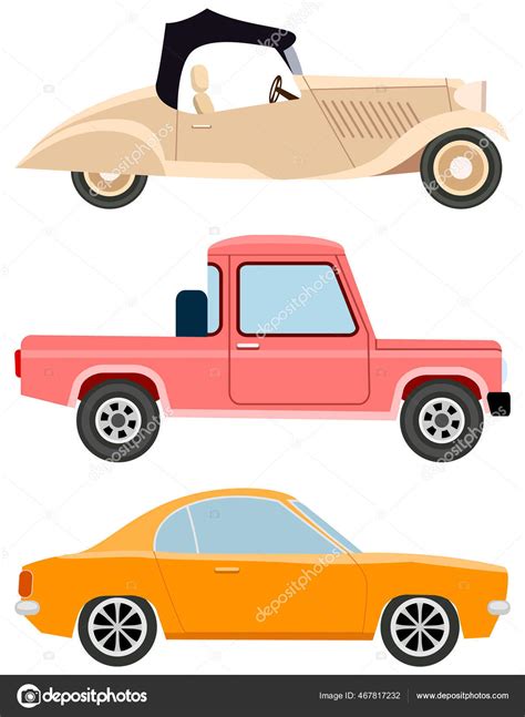 Ilustrace různých typů autodílů karoserie a osvětlení