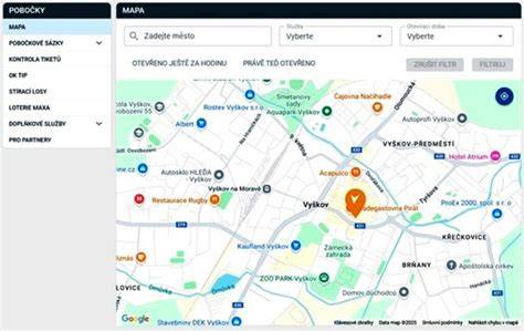 Mapa ložiskové sítě UHCar: pobočky a servis Opel