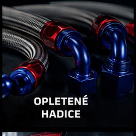 Detail opletené brzdové hadice s nerezovými fitinky a PVC povlakem