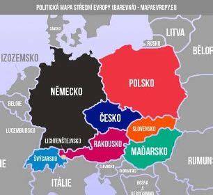 Mapa zimních podmínek střední Evropy a typické trasy v zimě
