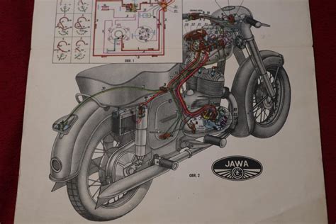 Schéma výfukového systému motocyklu Jawa 350 s vyznačeným kolenem