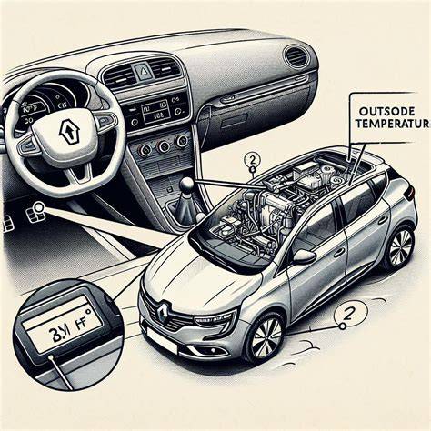 Infografika: Umístění čidla venkovní teploty v Clio II/III a Megane