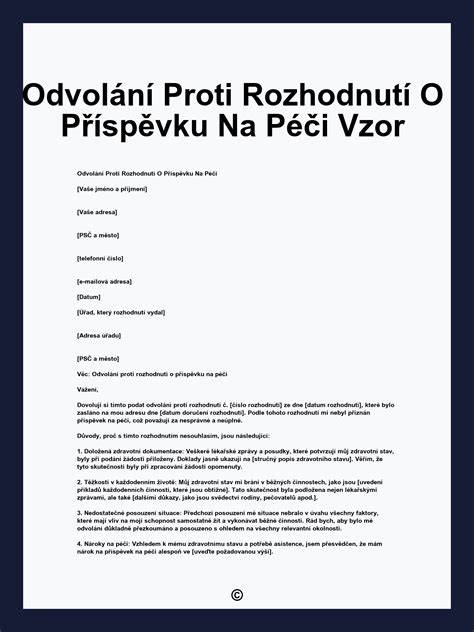 Infografika: Proces odvolání proti rozhodnutí o příspěvku na péči