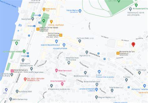 Mapa provozovny na Praze východ s vyznačenými zónami pro mytí, interier a exterier