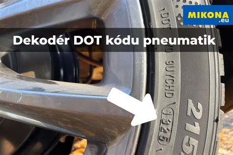 Infografika ukazující, jak číst DOT kód a interpretovat data výroby na bočnici pneumatik