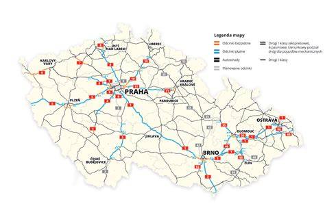 Mapa zpoplatněných úseků dálnic