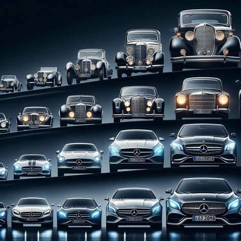 Infografika znaku Mercedes: historie, typy upevnění, kompatibilita modely a roky