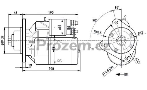 rozložený startér s vyznačenými opotřebovanými částmi