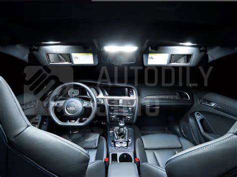 Infografika zapojení LED sad interiéru Audi A4 B8 a možnosti SPZ osvětlení