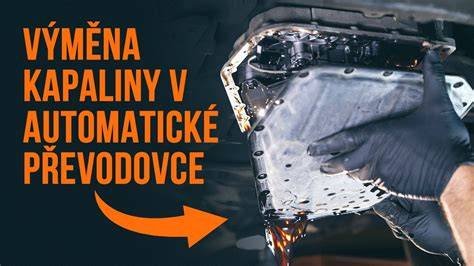 Infografika procesu výměny oleje v automatické převodovce - kroky, bezpečnostní kontrolní body a průběh