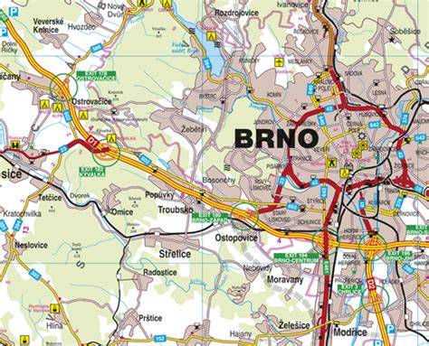 Mapa Brna - Židenice a okolí