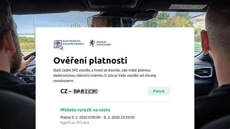 Schéma toku elektronické dálniční známky: nákup, ověření, kontrola