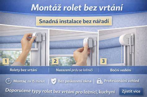 Infografika: Montáž okenního držáku pro rolety bez vrtání