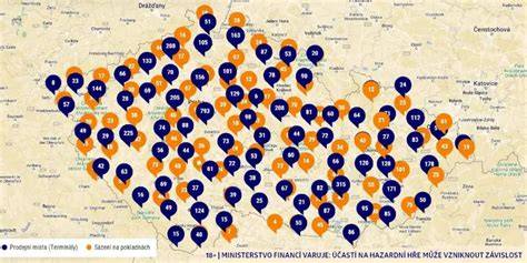 Mapa autobusaru a prodejní pobočky