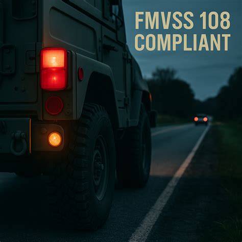 Infografika: Přehled FMVSS 108 a SAE normy pro osvětlení nákladních vozidel
