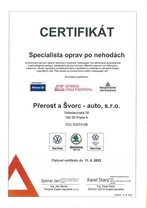 Logo certifikátu Specialist Oprav po nehodách