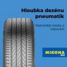 Infografika o hloubce dezénu a tlaku pneumatik