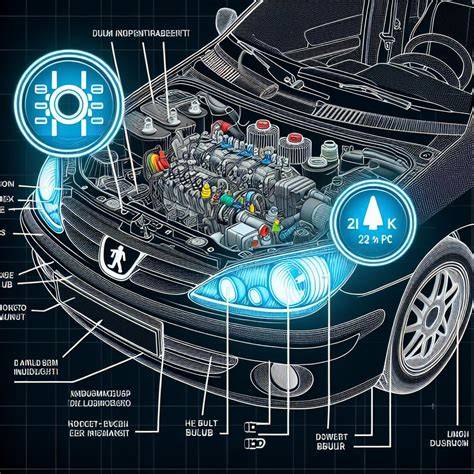 Infografika: postup demontáže krytu přístrojovky a výměny žárovek v Peugeot 206
