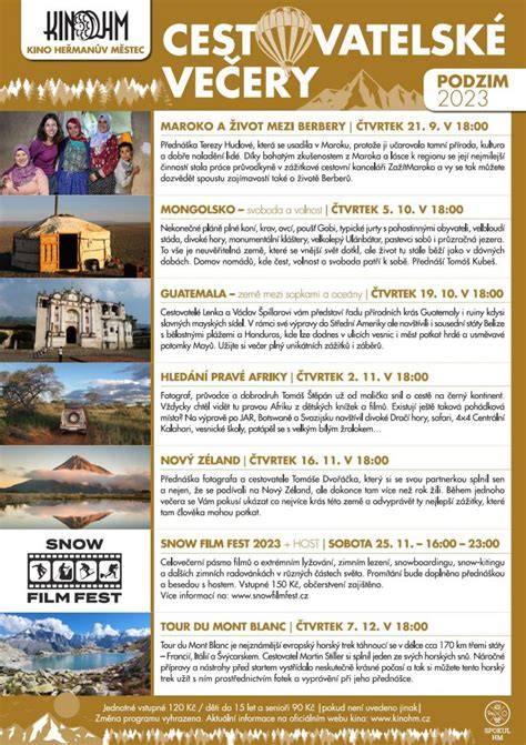 Infografika: Přehled pravidelných akcí (Cestovatelské večery, Křtinské slavnosti, Vesnice roku)