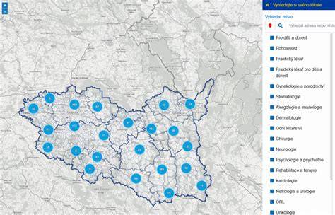 Mapa regionálních zdravotnických zařízení v Českém Třebové a okolí