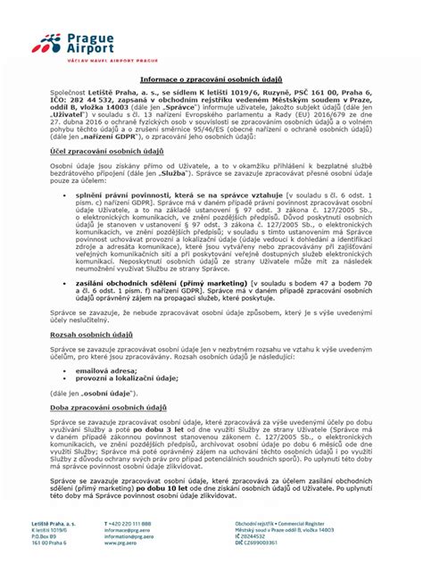 Schéma zpracování osobních údajů podle jednotlivých účelů