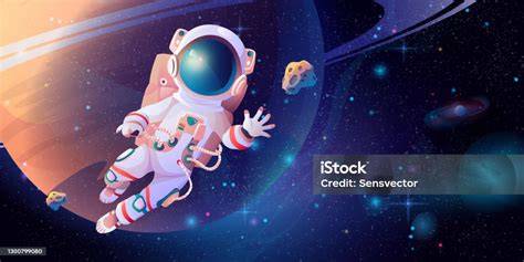 Obrázek: šestikolové vesmírné vozidlo s astronautem ve skafandru