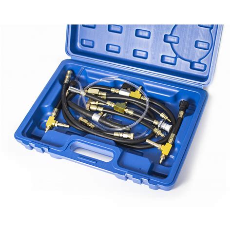 Ilustrace zapojení hadiček pro test přepadů vstřikovačů