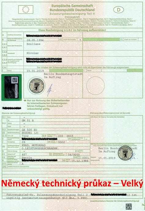 Obrázek ukazující výběr vozidel z Německa a dohledatelnost původu