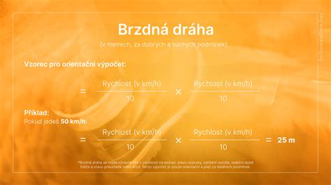Schéma srovnání brzdné dráhy různých pneumatik na suchém a mokrém povrchu.