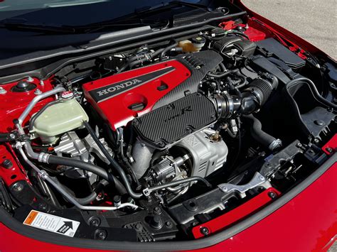 Infografika znázorňující hlavní komponenty Civic Type R: motor, podvozek, brzdy, aerodynamika