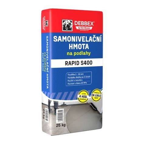 Obrázek znázorňující princip samonivelační hmoty RAPID S400 a její způsob použití na podlaze