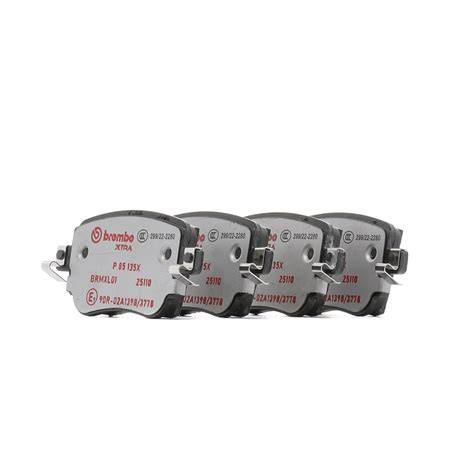 vizuální design brzdových destiček Brembo Xtra (červená podložka, černá zadní deska)