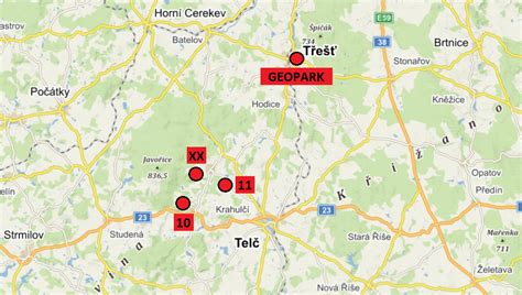 Mapa s vyznačenými servisními centry nebo prodejnami autodílů