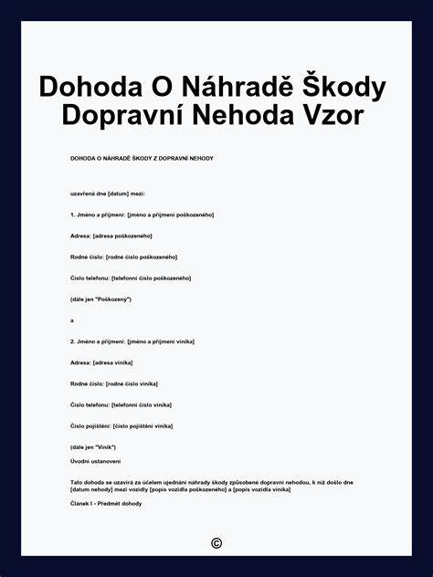 Infografika: Klíčové části Dohody o náhradě škody Dopravní nehody