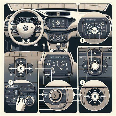 Schéma ovládání palubní desky Megane II pro reset intervalu výměny oleje