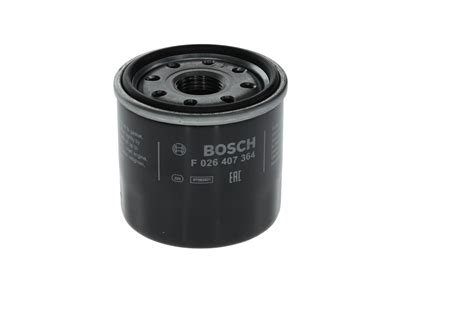 Schematické znázornění olejového filtru BOSCH F 026 407 402 s vyznačenými rozměry.