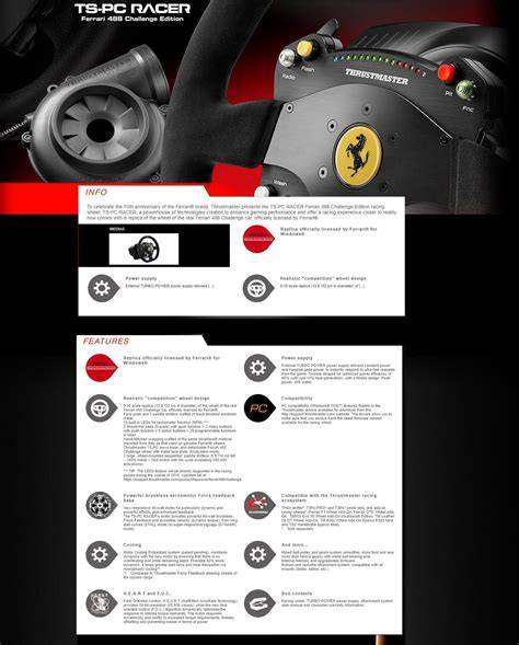 Diagram ukazující porovnání technických parametrů TS-PC Racer Ferrari 488