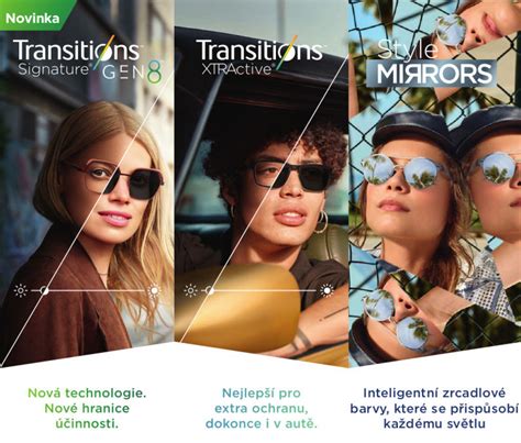 Transitions brýlové čočky adaptace světlo