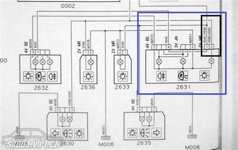 schéma rozvodů zadních světel a twin-door