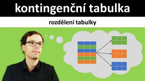 Infografika: Struktura kontingenční tabulky a typické rozdělení podle značek