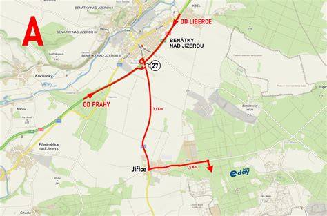 Mapa historických Benátek a okolí - Benátky nad Jizerou, Nové Benátky a Staré Benátky
