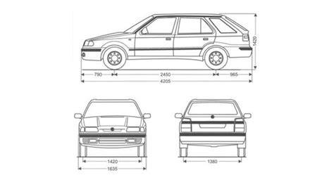 Infografika: Rozměry Felicia Hatchback a Combi