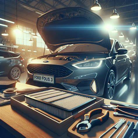 Obrázek ukazující umístění kabinového filtru ve Ford Mondeo II a postup odšroubování krytu.