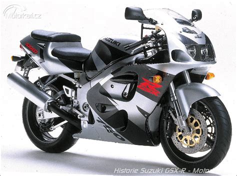 Schéma historie modelové řady GSX-R a vývoj SRAD a emisních limitů