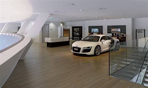 Ilustrační foto moderního autosalonu Audi
