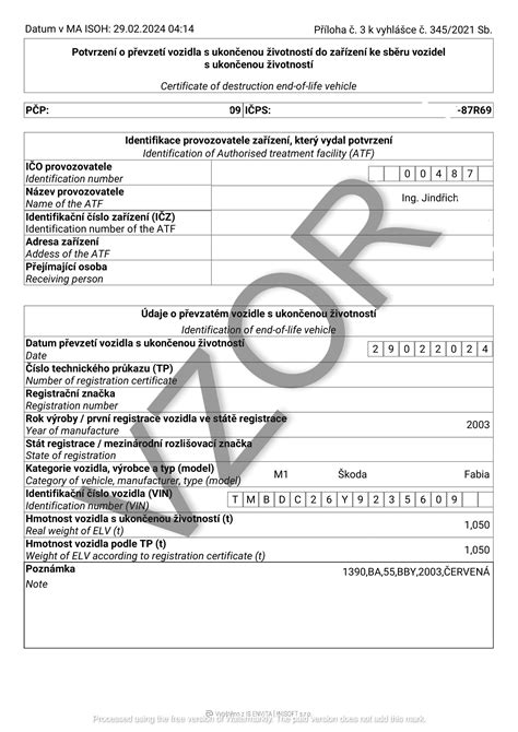 Infografika ukazující postup ekologické likvidace vozidla: od vozidla k protokolu a odhlášení z registru